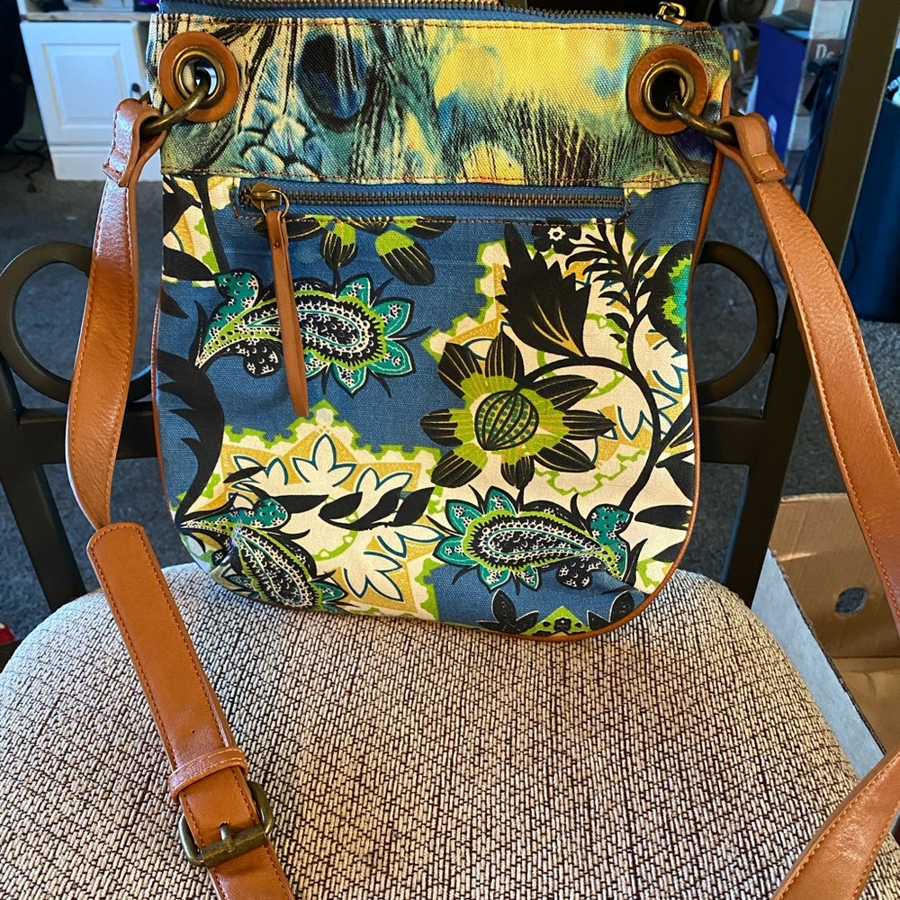 Coco & Carmen Canvas Crossbody with Brass and Leather details